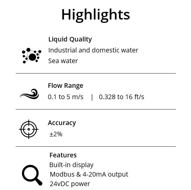 Clamp on ultrasonic flow meter highlights